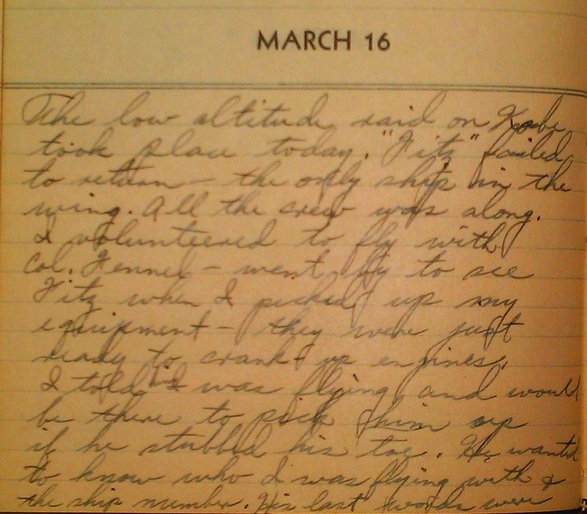 Diary entry 16 March 45