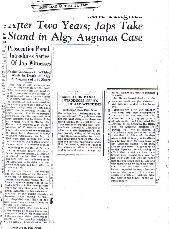 Newspaper article of Japanese trial