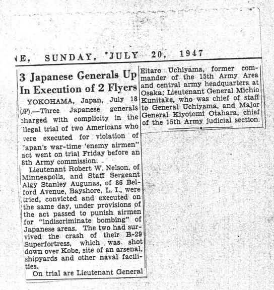 Newspaper article on the execution of algy Augunas