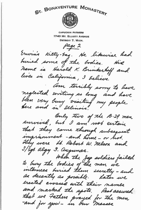 Priest POW letter to Erwin's mother page 2