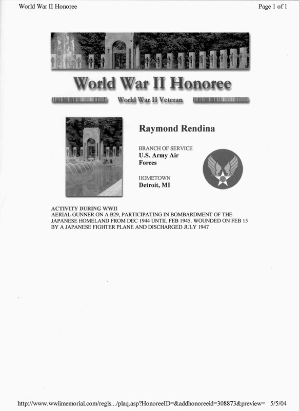 Redina WWII Honoree