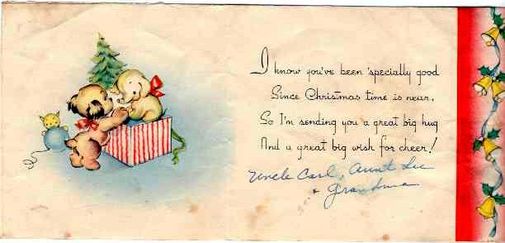 Inside of Christmas card to Uncle Bob