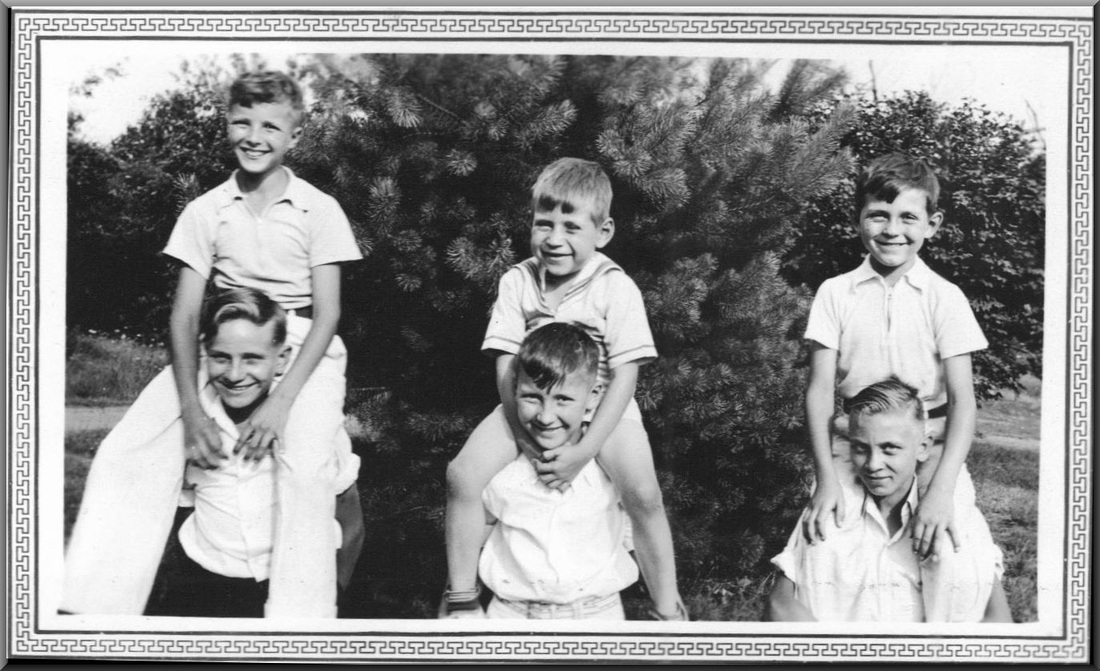 Circa 1936, brother Rich Cookson bottom left and Uncle Bob bottom right w/ their cousins