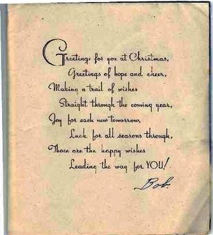 Inside Christmas card from Uncle Bob to family