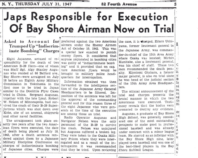 Newspaper article on the execution of Algy Augunas