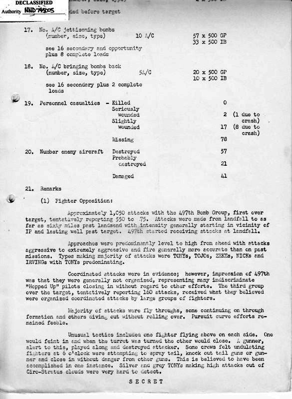 73rd Bomb Wing Mission Report for 27 Jan 1945
