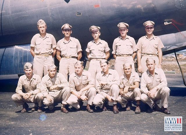Crew of the Z Square 7 on Saipan.  Jack Lebid is in the front row, far left.